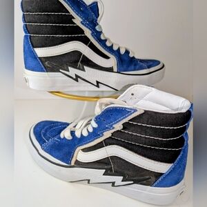 VANS Sk8-Hi Bolt Blue Black Unisex Suede Canvas Skate Sneaker Size 7W, 5.5M